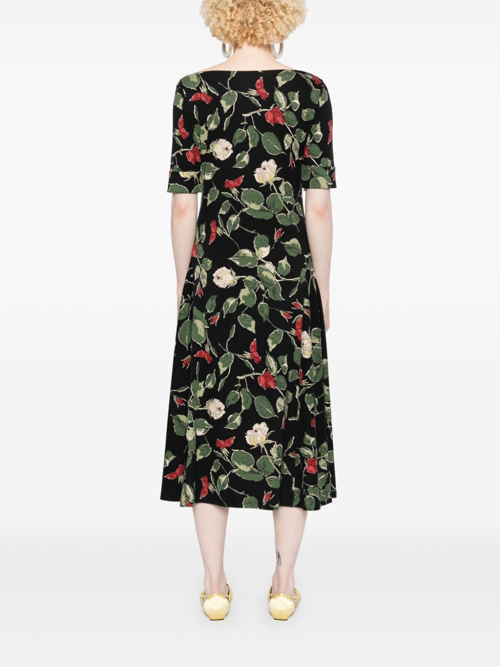 Shop Lauren Ralph Lauren Floral-print Midi Dress In Schwarz