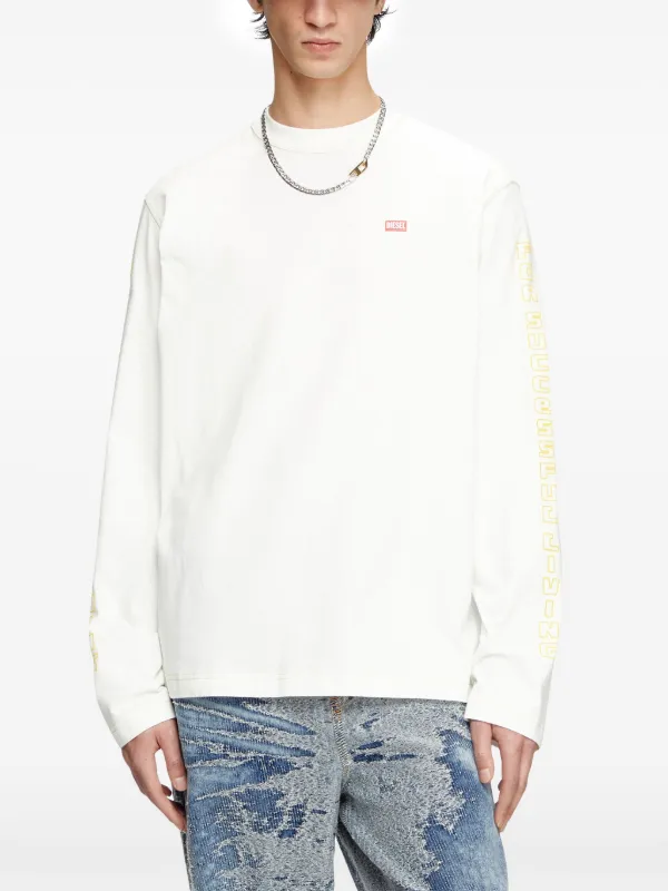 DIESEL T-CRANE-LS-L1 ヴィンテージ加工 長袖 Tシャツ T-CRANE-LS-R1 Long-sleeve T-shirt with apple core print