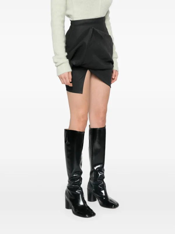 ミニスカート RICK OWENS Women Mini Skirts RO01E7375PCVS 09 BLACK Black Rick Owens Draped Mini Skirt | Black | FARFETCH