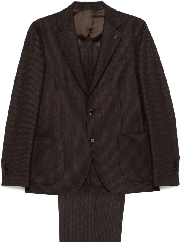 LARDINI ブラウン ストライプ柄 ビジネススーツ Lardini ストライプ スーツ | ブラウン | FARFETCH JP