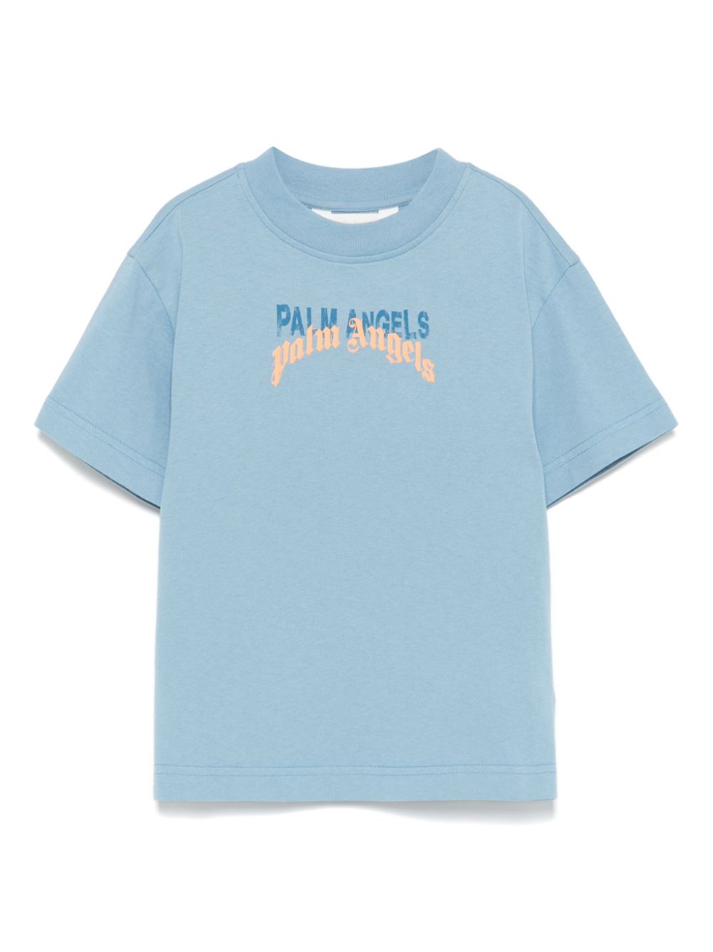 Palm Angels Kids T-shirt met dubbel logo Blauw