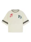 Palm Angels Kids logo palm-print t-shirt - White
