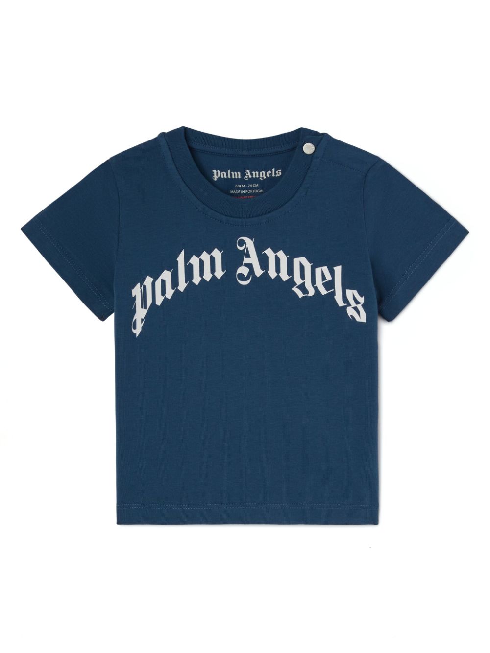 Palm Angels Kids curved logo-print t-shirt - Blue