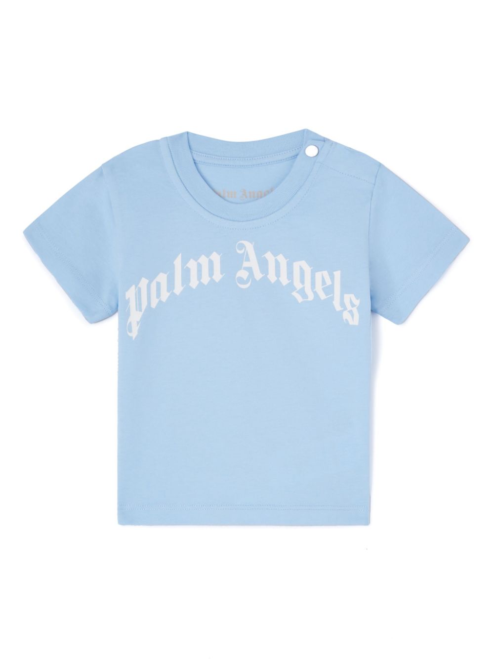 Palm Angels Kids curved logo-print t-shirt - Blue