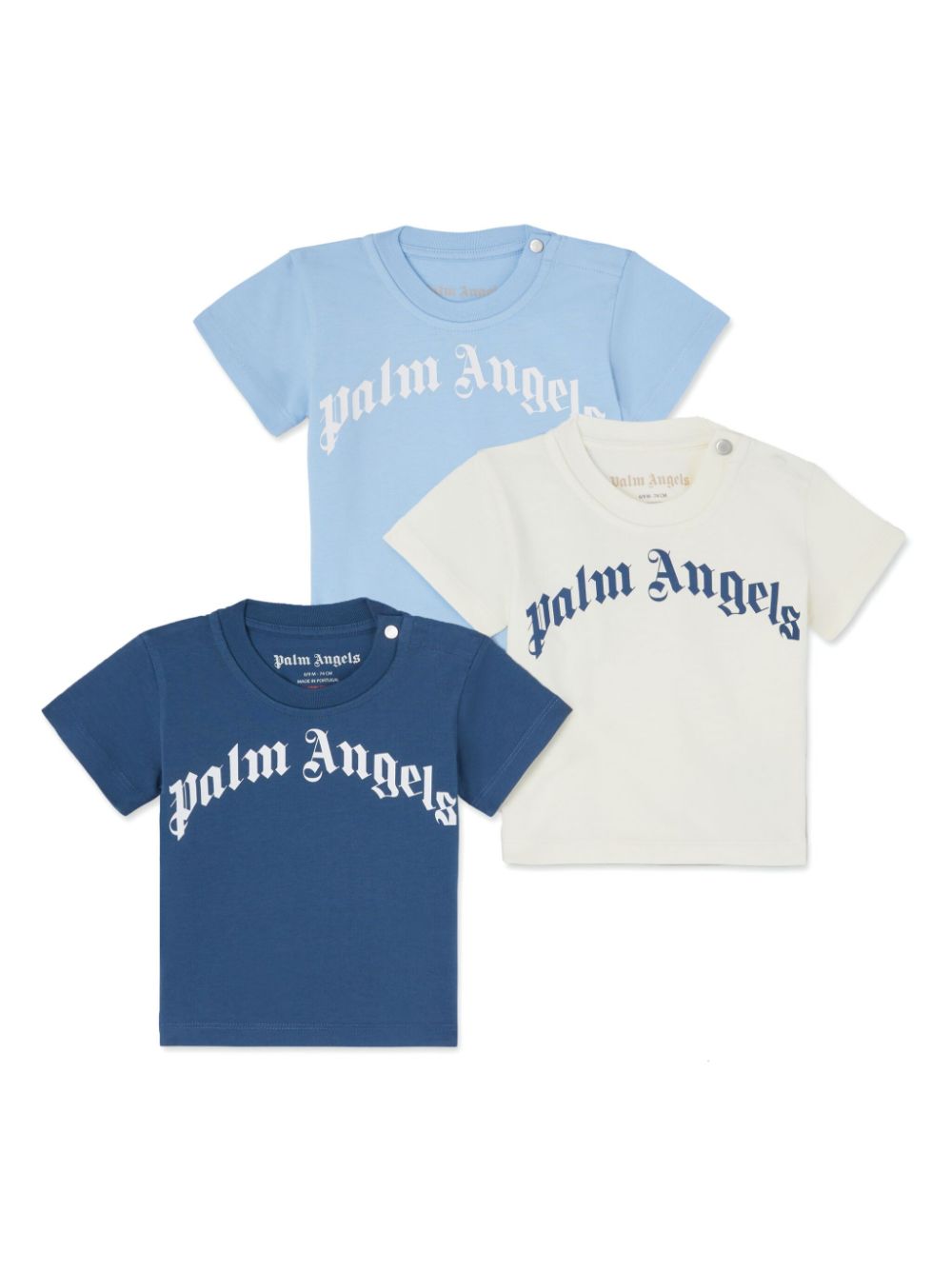 Palm Angels Kids curved logo-print t-shirt - Blue