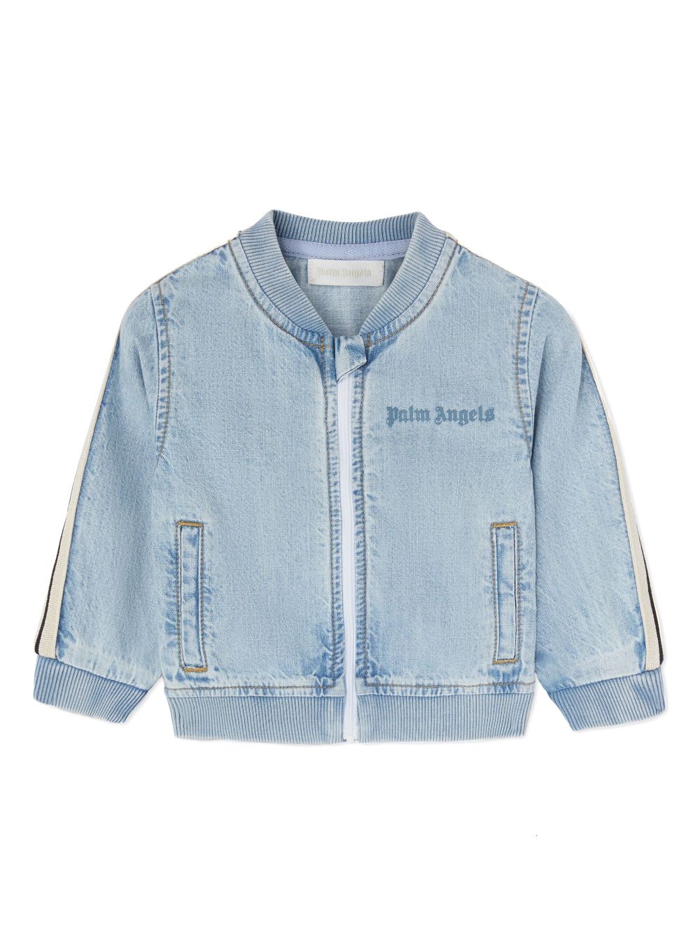 Palm Angels Kids logo-embroidered chambray jacket - Blue