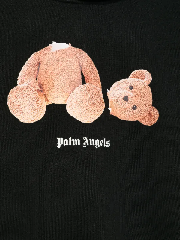 Palm Angels Kids Moletom De Capuz Com Estampa De Urso | Marrom