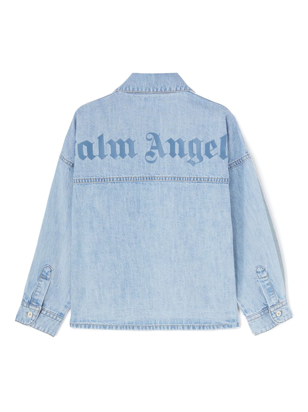 Palm Angels Kids logo-print chambray shirt - Blue