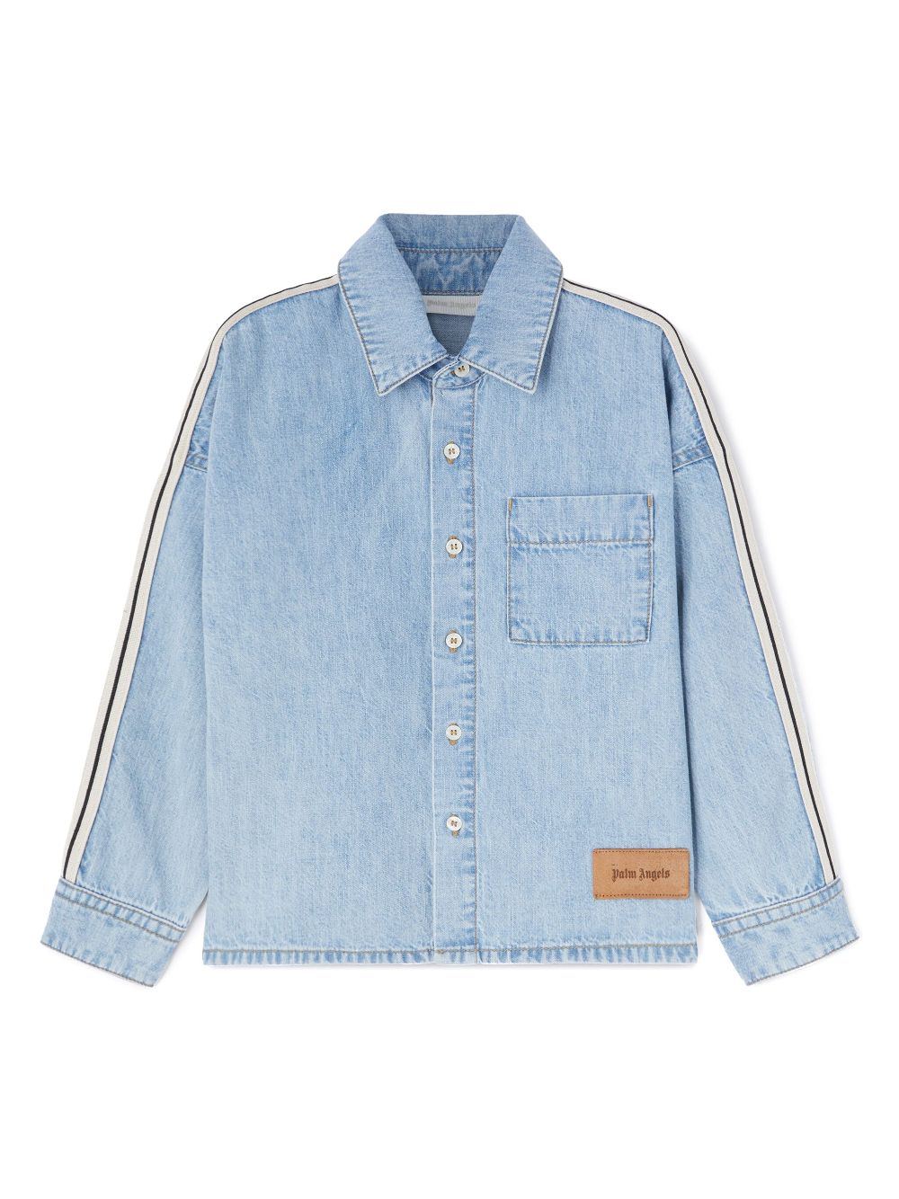 Palm Angels Kids logo-print chambray shirt - Blue