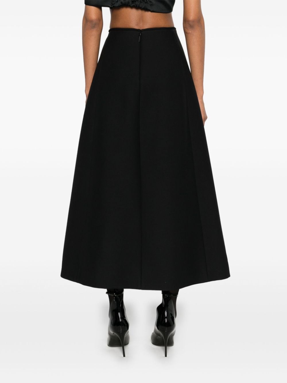 Shop Valentino Bow-detailed Midi Skirt In Schwarz