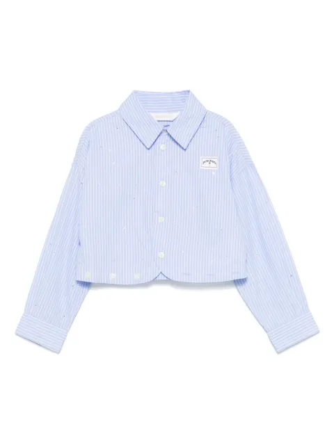 Palm Angels Kids قميص بأكمام طويلة وزينة حجر الراين