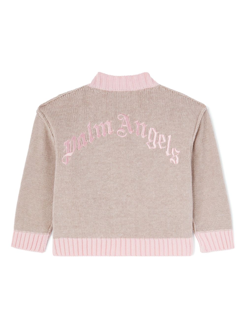 Palm Angels Kids logo-intarsia cardigan - Neutrals