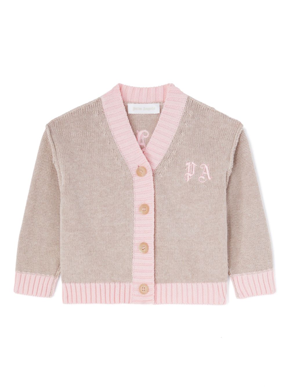 Palm Angels Kids logo-intarsia cardigan - Neutrals