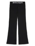 Palm Angels Kids logo-waistband lurex flared trousers - Black