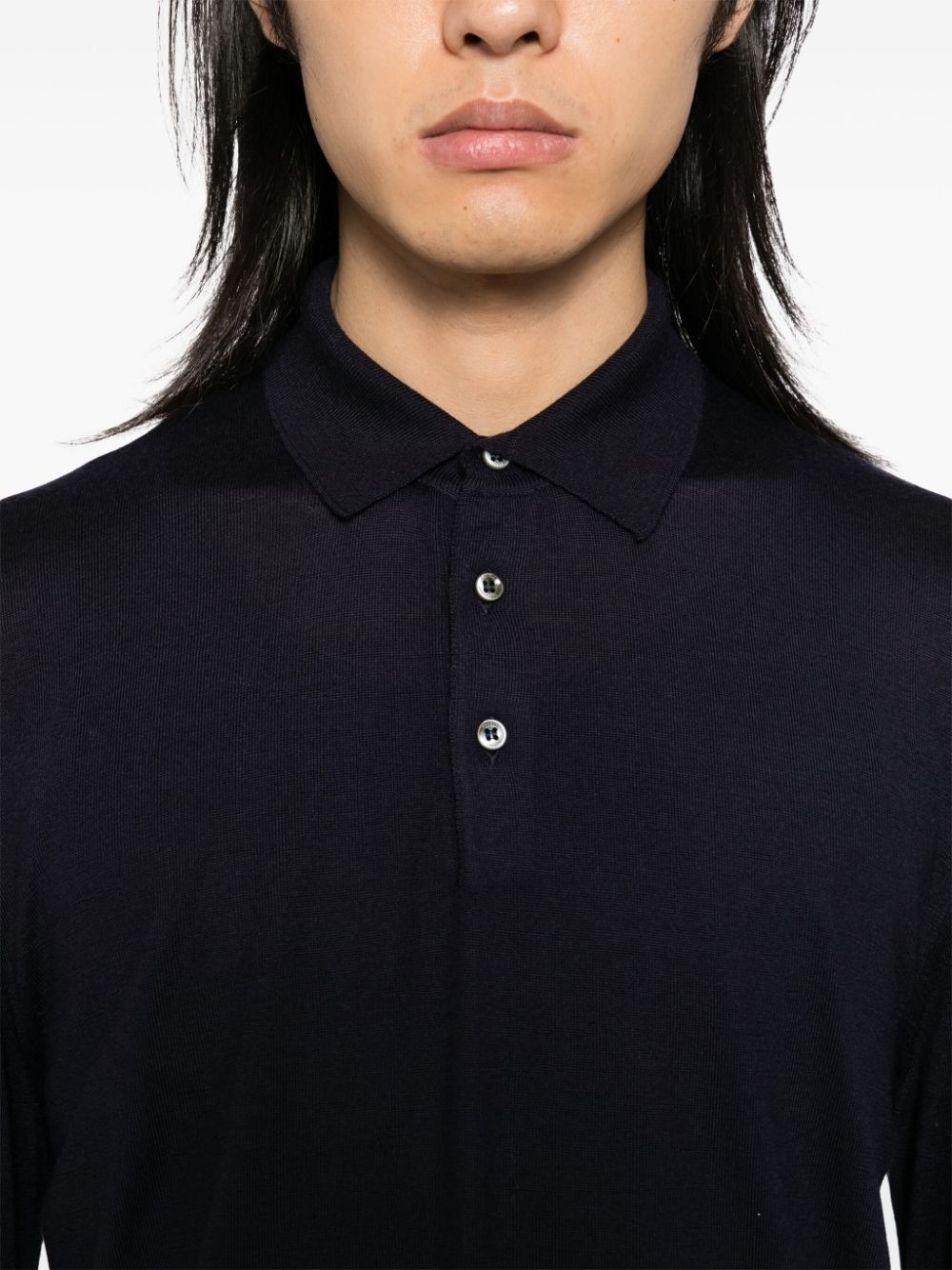 Shop Fedeli Virgin-wool Polo Shirt In Blau