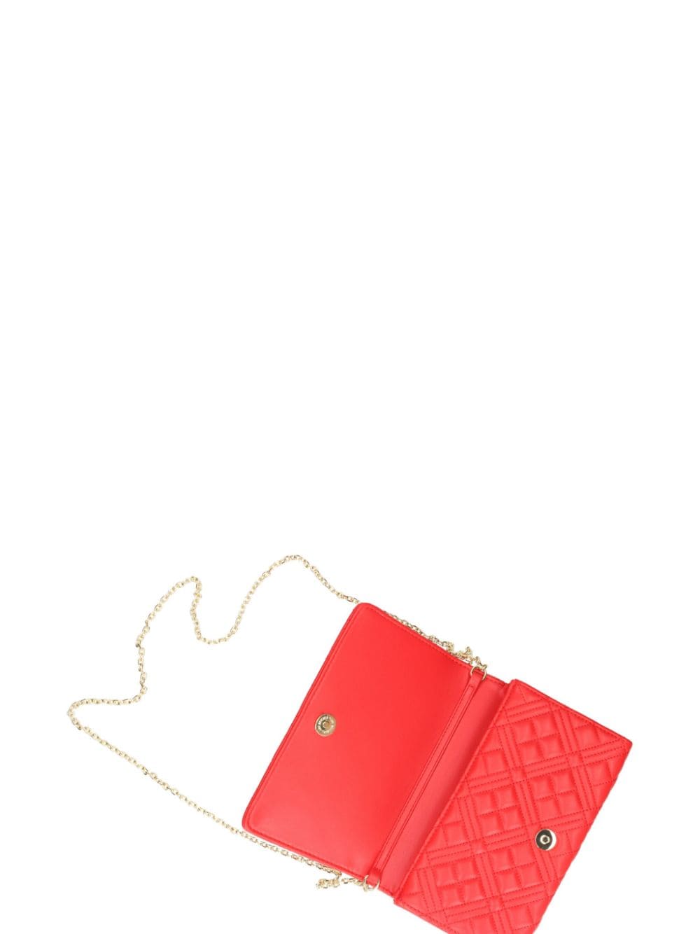 Shop Love Moschino Quilted Crossbody Bag In Red