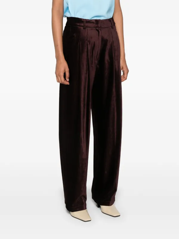 Forte Forte Pleated Velvet Trousers | Brown | FARFETCH GE Forte Forte Pleated Velvet Trousers | Brown | FARFETCH GE