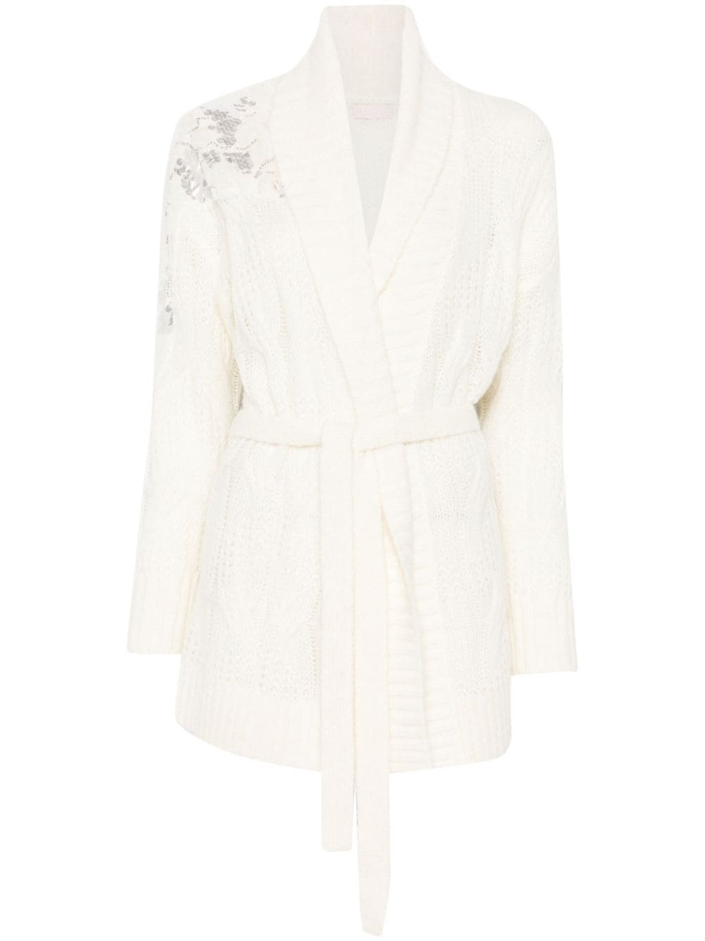 Shop Liu •jo Sequin-embellished Cardi-coat In White