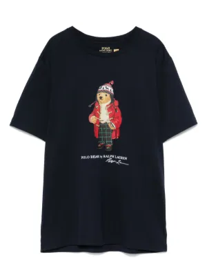 POLO RALPH LAUREN KIDS corduroy-logo Cotton T-shirt | Blue