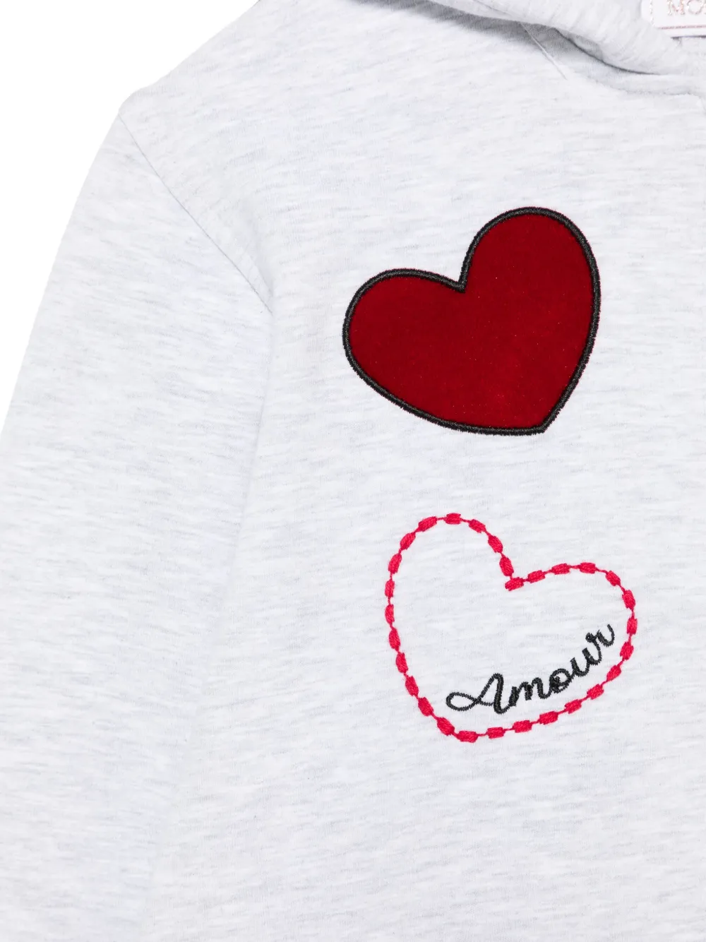 Monnalisa Heart hoodie met rits Grijs