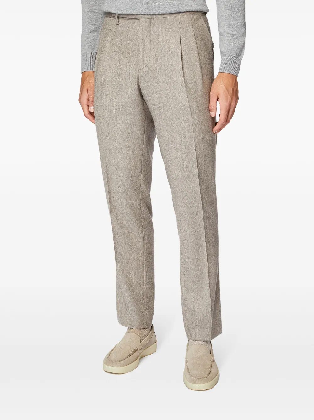 Boggi Milano Flanellen broek Beige