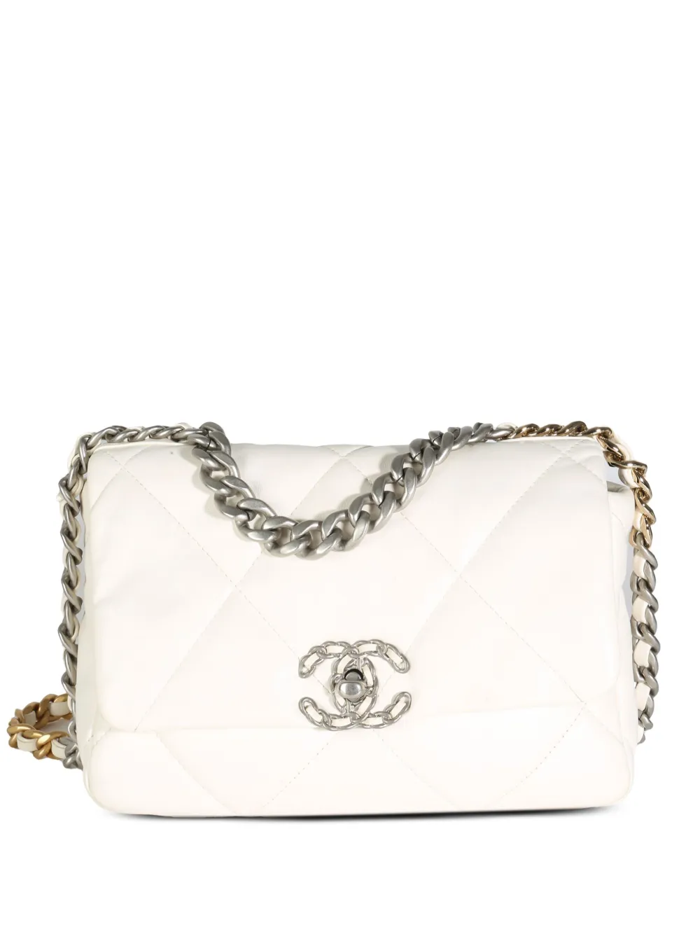 CHANEL Pre-Owned 2021-2023 small 19 Flap shoulder bag | White | Image 1