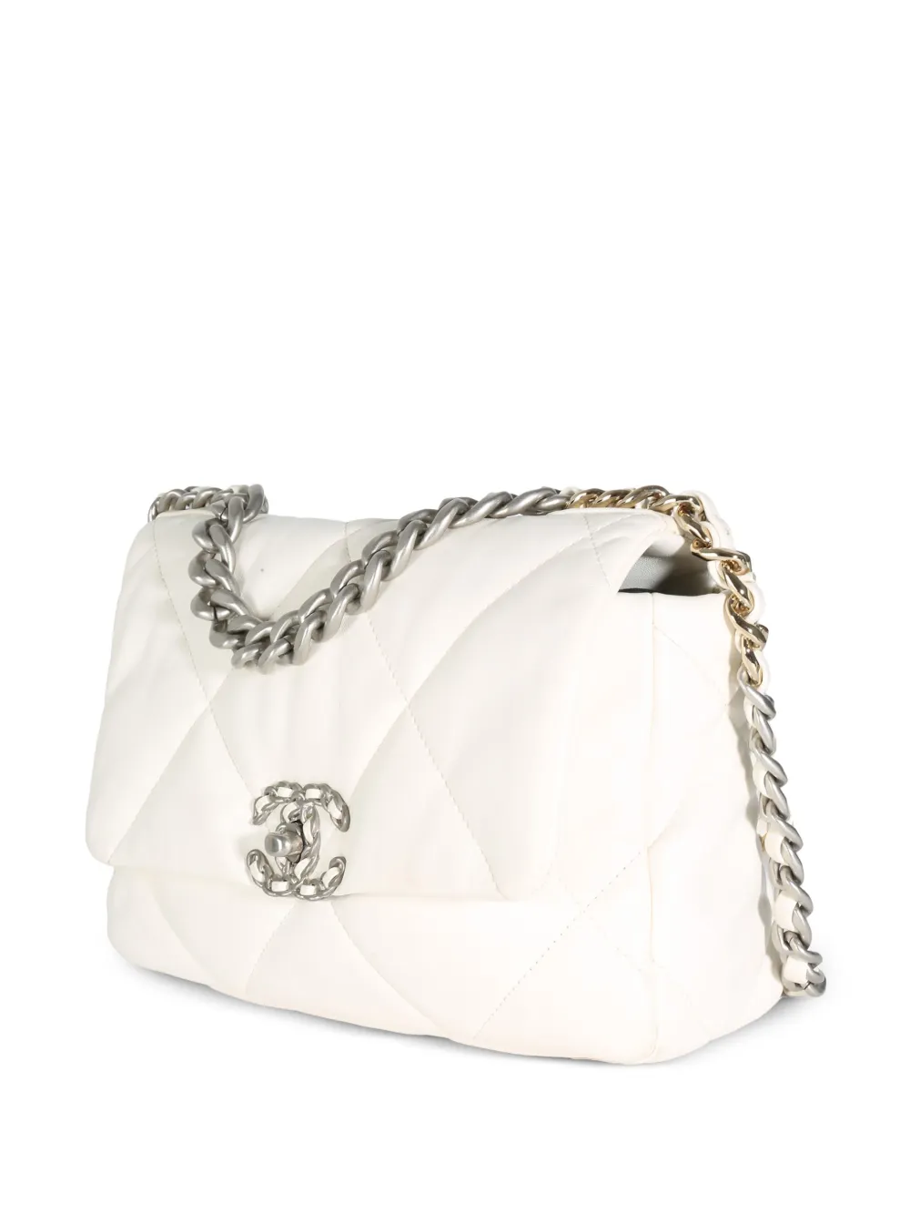 CHANEL Pre-owned 2021-2023 Small 19 Flap Shoulder Bag In 白色
