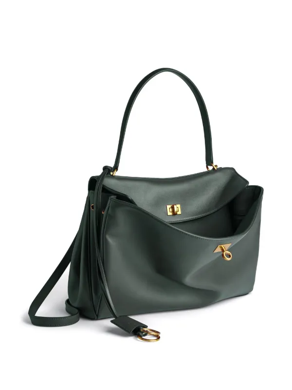 【送料&関税込】Balenciaga Dark Green Leather Small Rodeo Me Rodeo Small leather tote bag in green - Balenciaga | Mytheresa