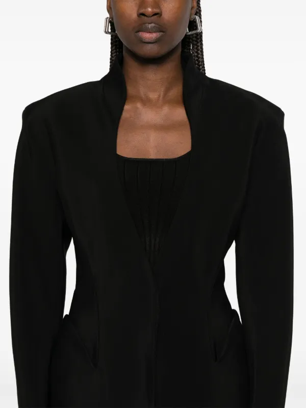 ノーカラージャケット Mugler  Defined-Waist Wool Blazer Mugler fitted-waist Blazer | Black | FARFETCH