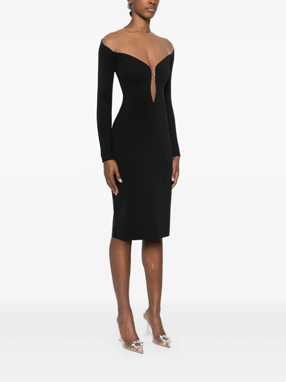 MUGLER DOUBLE-LAYER MIDI DRESS