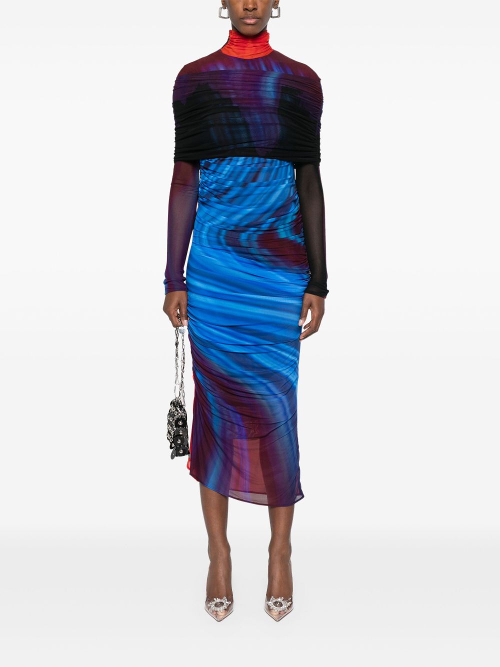 Mugler Midi-jurk met ruches - Blauw