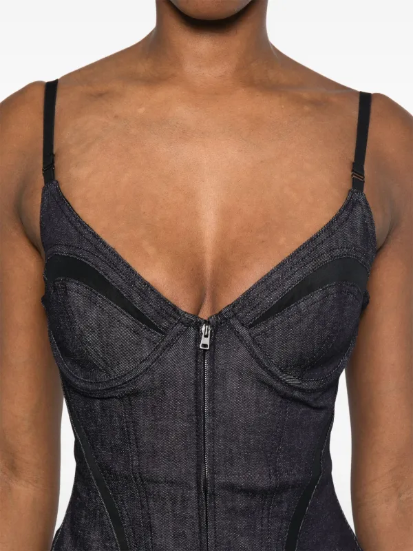 Mugler Denim Corset | Black | FARFETCH