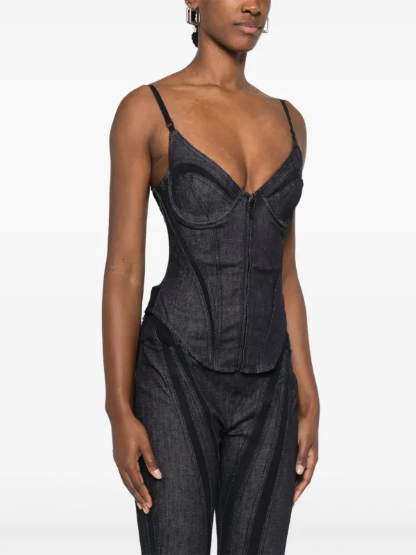 デニム・ジーパン MUGLER SS25 BALOON CORSET DENIM (PA0487211 6048) Mugler Denim Corset | Black | FARFETCH