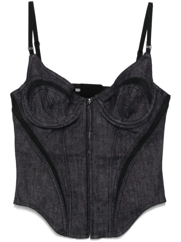 デニム・ジーパン MUGLER SS25 BALOON CORSET DENIM (PA0487211 6048) Mugler Denim Corset | Black | FARFETCH