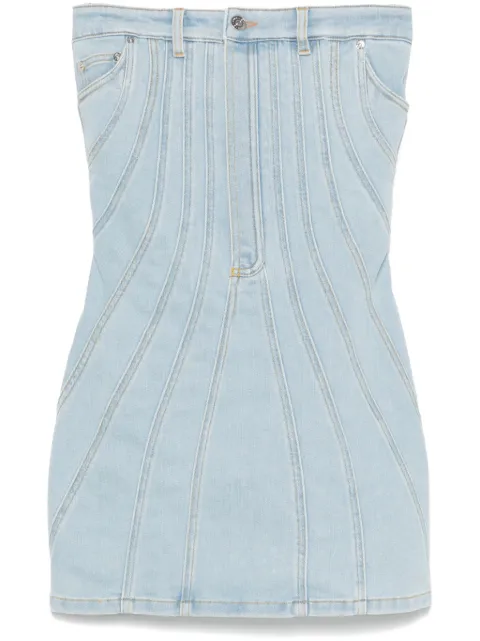 Mugler vestido de mezclilla mini strapless