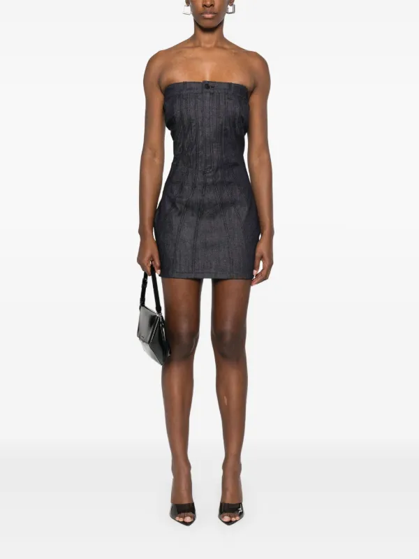 Mugler Strapless Denim Mini Dress - Black Mugler Strapless Denim Mini Dress - Black