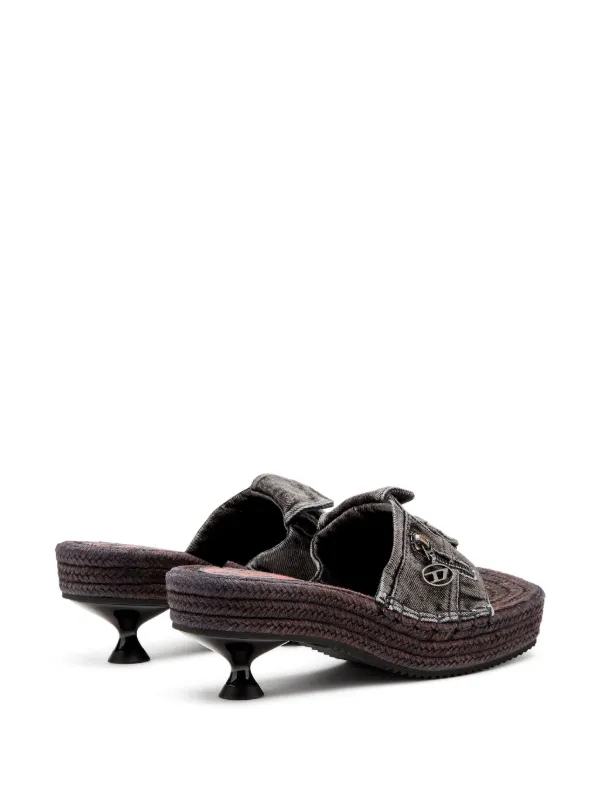 【DIESEL】ブラック D-Ibiza 40 Pck ヒールサンダル Diesel D-Ibiza 40 PCK Mules | Black | FARFETCH