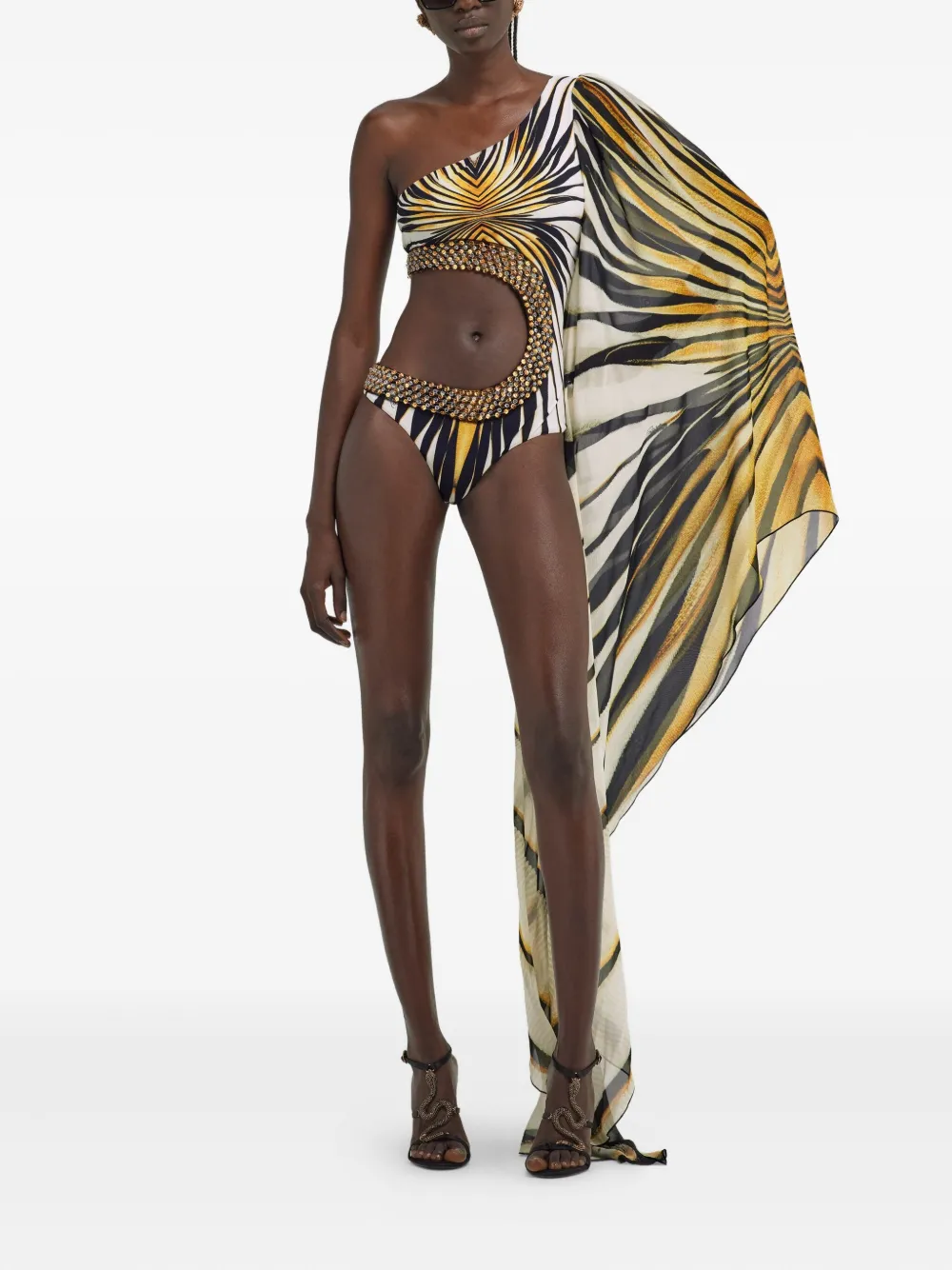 ROBERTO CAVALLI RAY OF GOLD-PRINT SWIMSUIT 