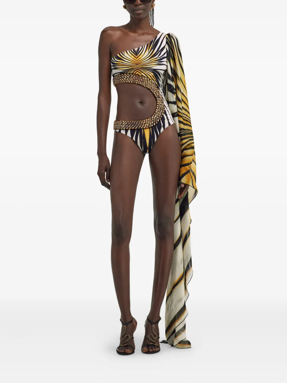 ROBERTO CAVALLI RAY OF GOLD-PRINT SWIMSUIT 