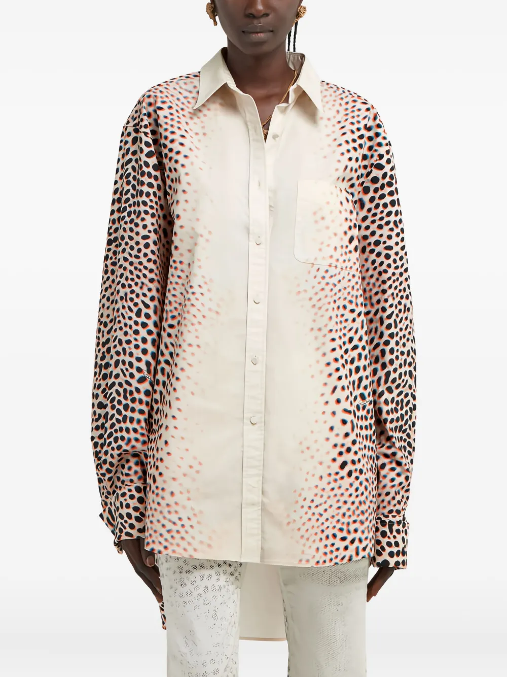 Roberto Cavalli Mini-blousejurk met print Beige