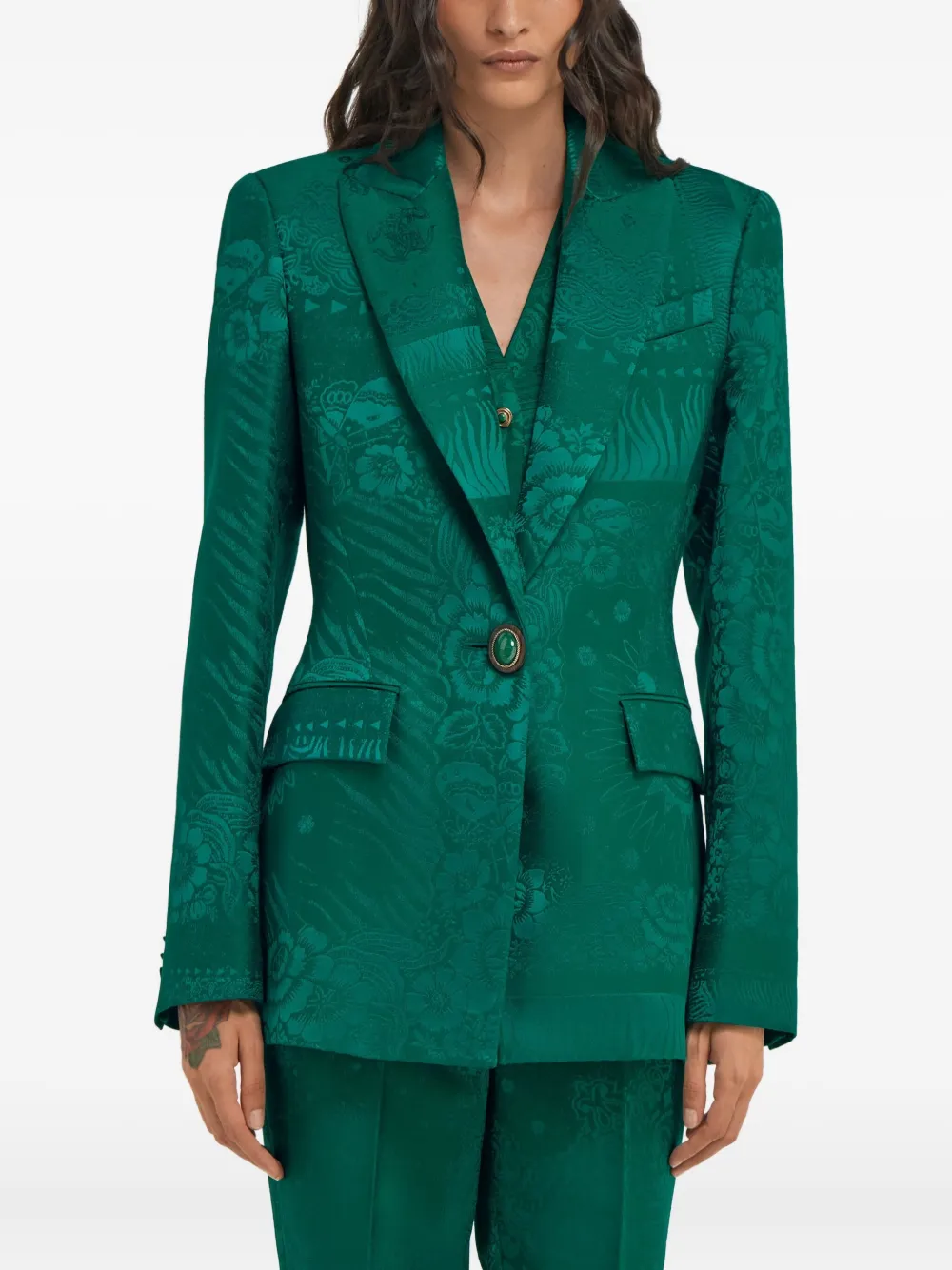 Shop Roberto Cavalli Patterned-jacquard Blazer