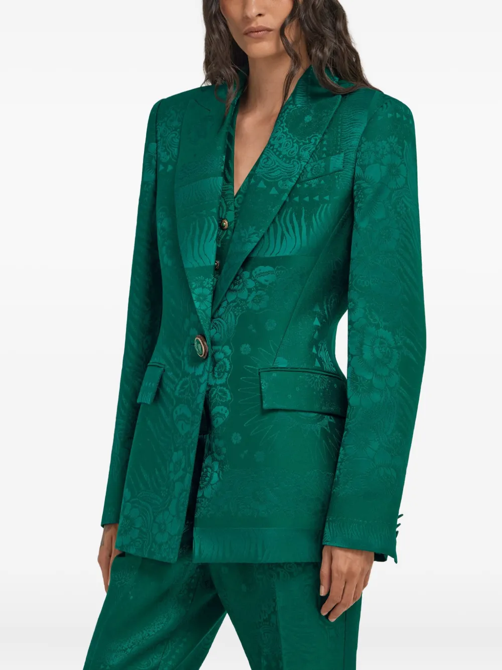 Shop Roberto Cavalli Patterned-jacquard Blazer