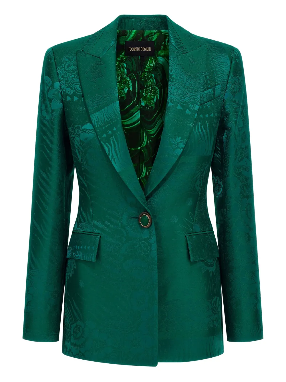 Shop Roberto Cavalli Patterned-jacquard Blazer