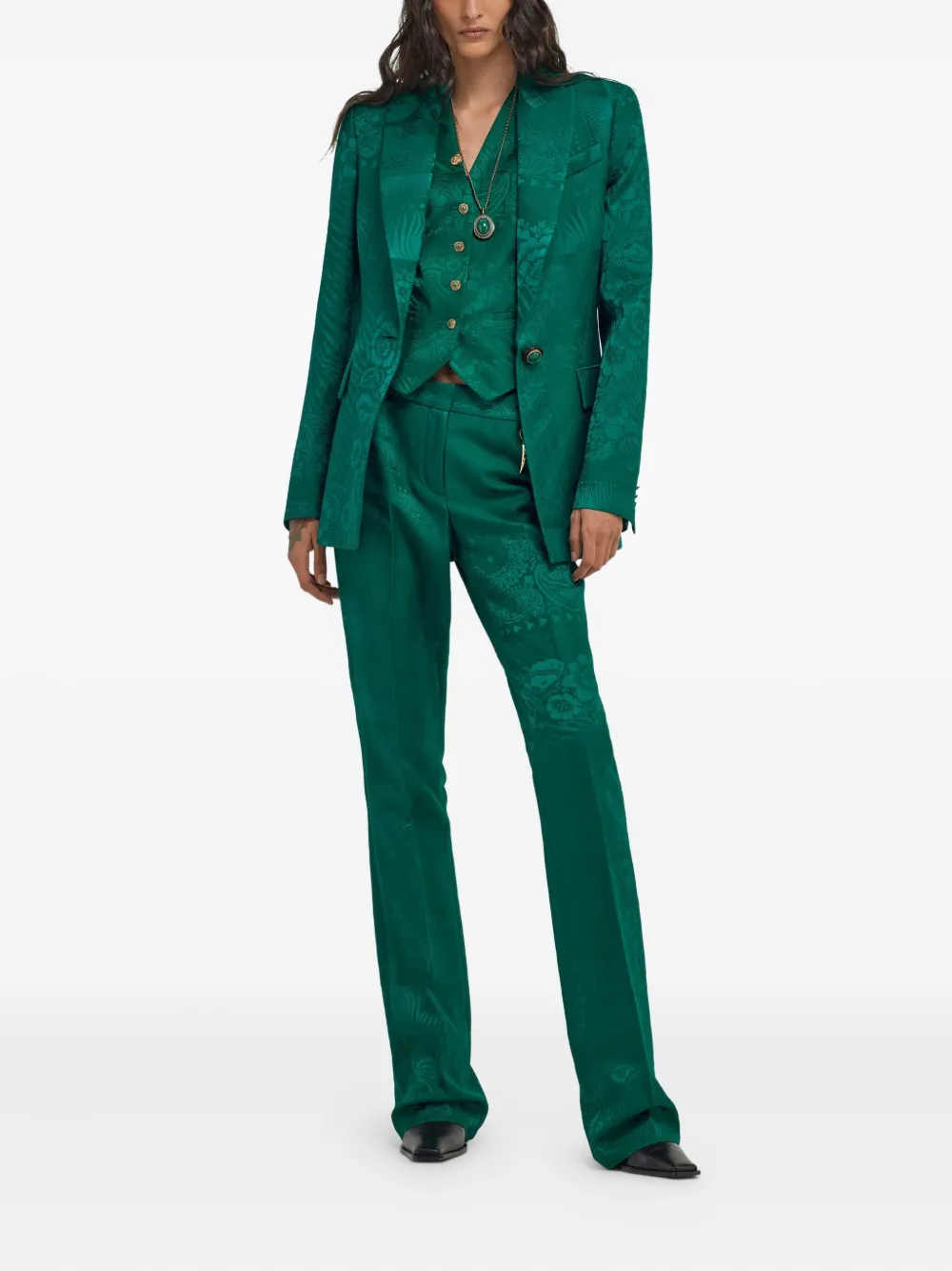 Shop Roberto Cavalli Patterned-jacquard Blazer