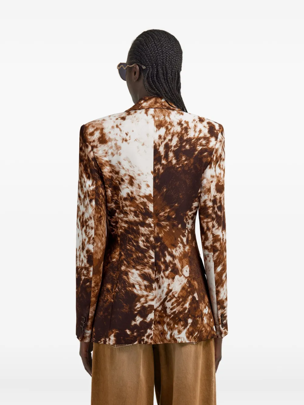 Roberto Cavalli Cow-print Single-breasted Blazer In Brown