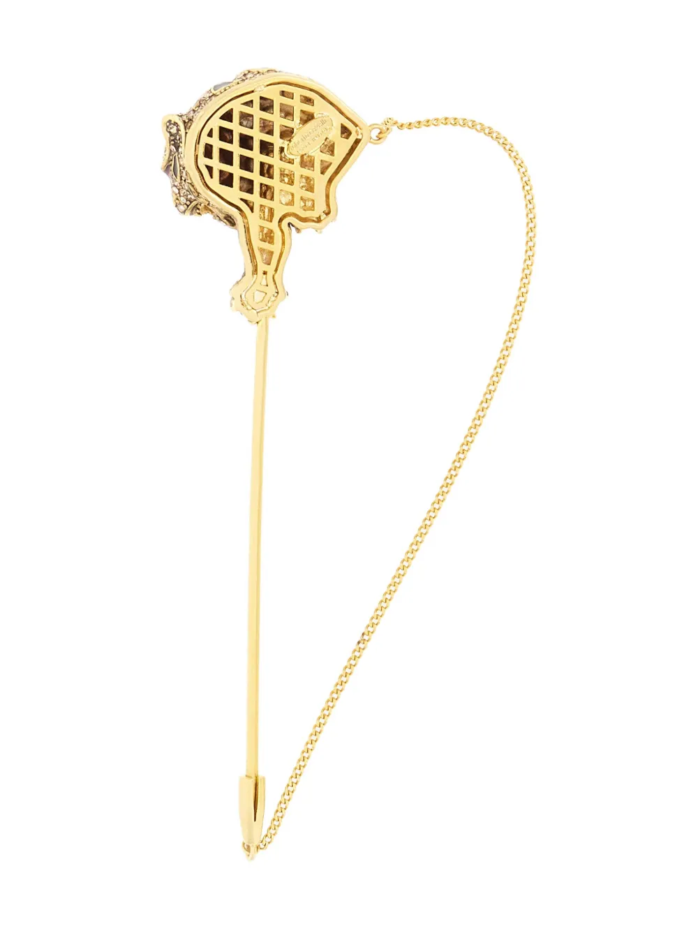 Roberto Cavalli Tiger-motif Brooch Pin In Gold