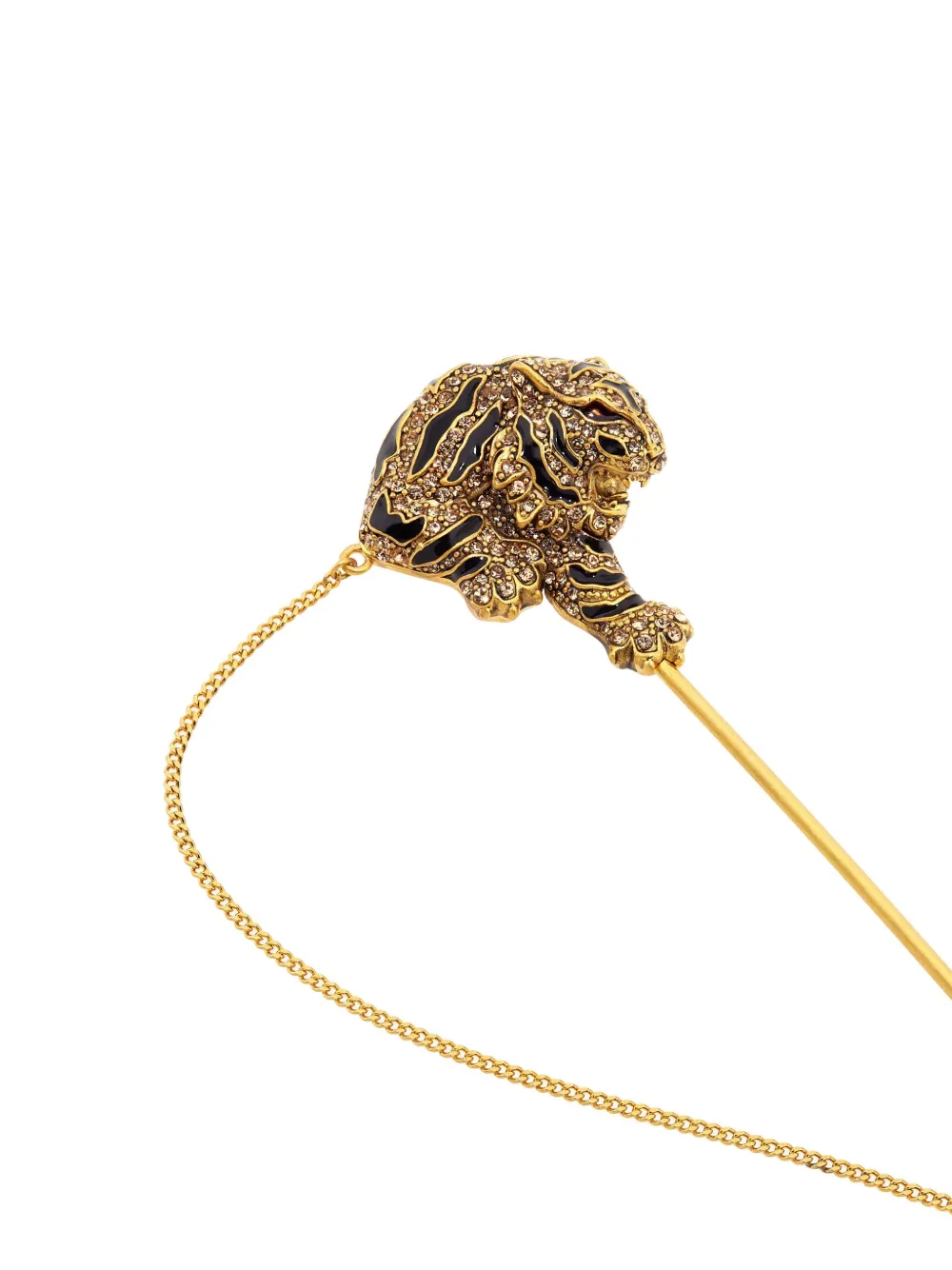 Roberto Cavalli Tiger-motif Brooch Pin In Gold