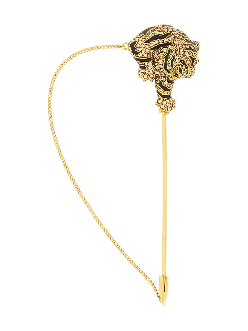 Roberto Cavalli Tiger-motif Brooch Pin In Gold