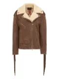 Roberto Cavalli shearling-trimmed fringed leather jacket - Brown