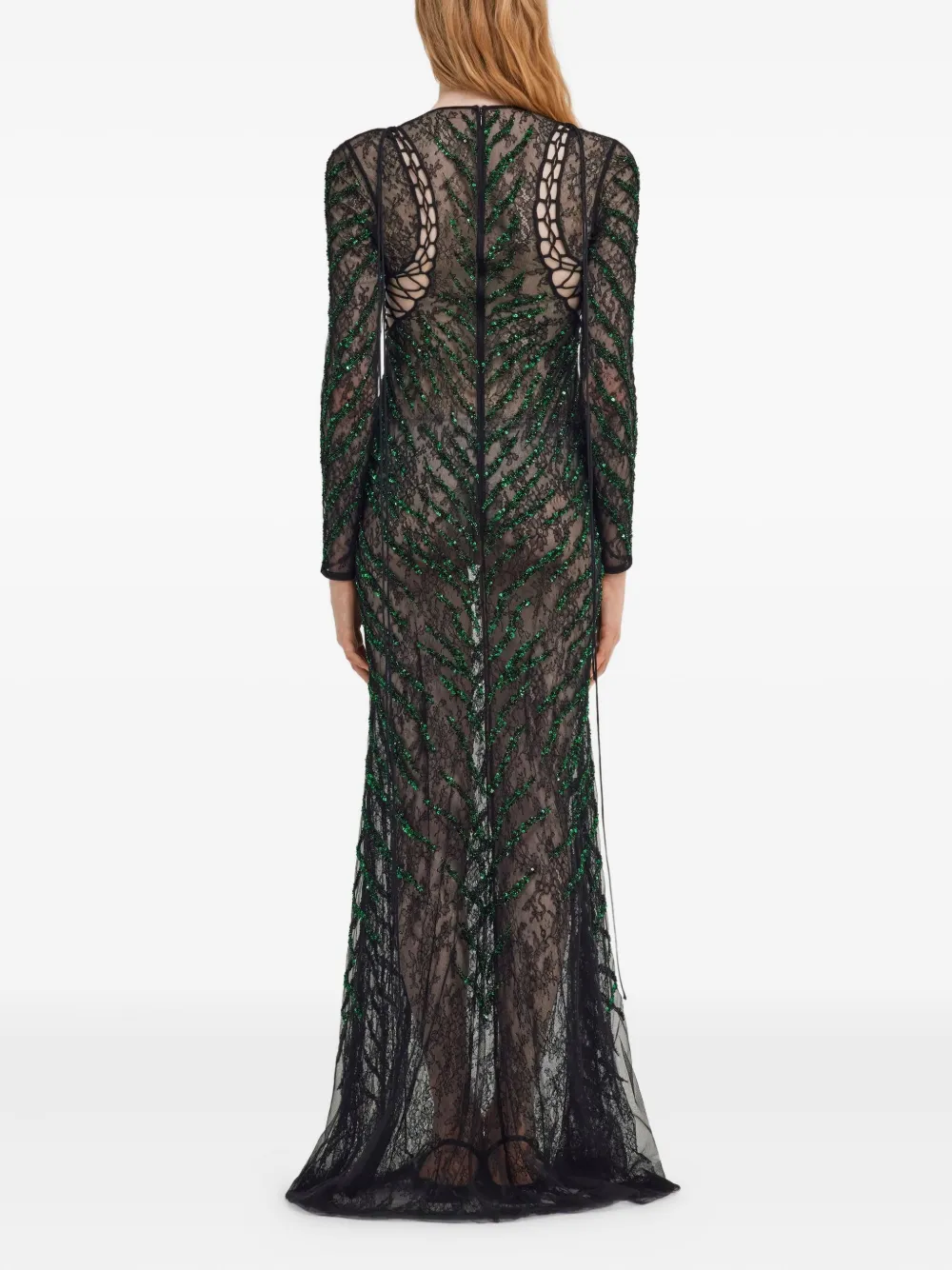 Roberto Cavalli Verfraaide maxi-jurk met lange mouwen Zwart